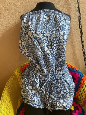 Hollister Suze L Blue Floral Strapless Romper